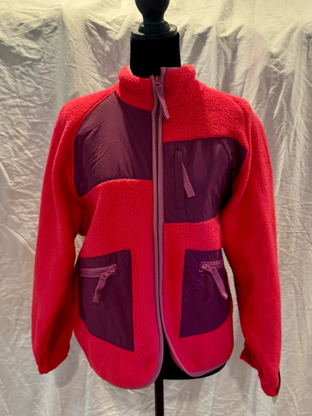 BDG Pink and Purple Fleece Zip Jacket